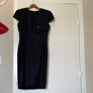 Alexander McQueen Black Sheath Midi Dress with Flutter Sleeves